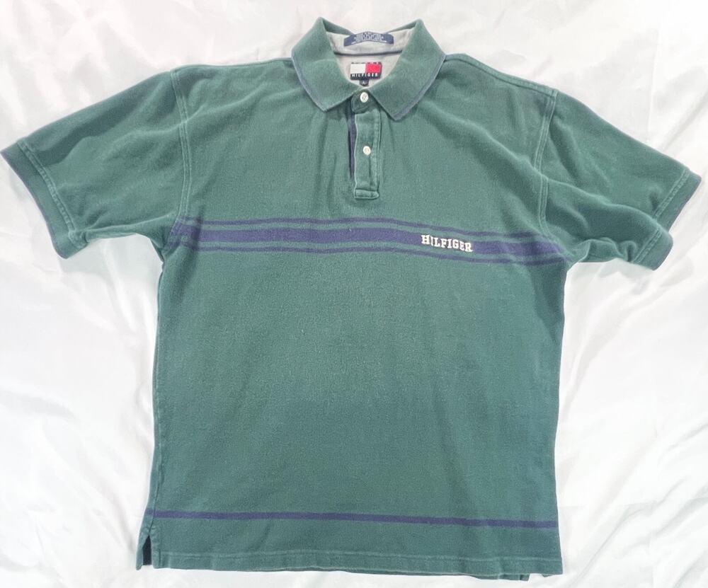 Tommy Hilfiger Polo Vintage Shirt Green Men's Large